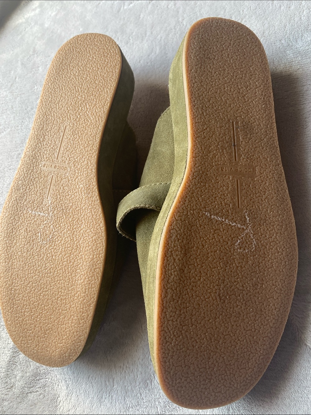 Dolce Vita Olive Green Suede Slip-On Mules with Buckle - Picture 4 of 5